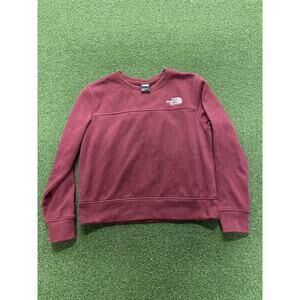 The North Face Pullover Jacket Crewneck Fleece Lined Sweatshirt Burgundy Size M